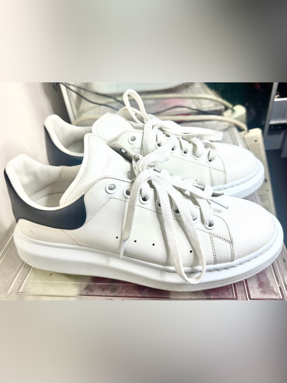 Alexander McQueen White Leather Oversized Sneakers – Size 43